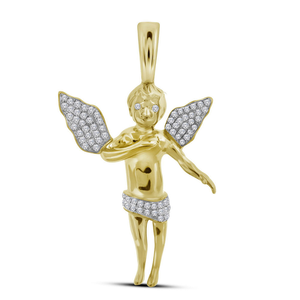 10kt Yellow Gold Men's Diamond Angel Cherub Charm Pendant 1/2 ctw