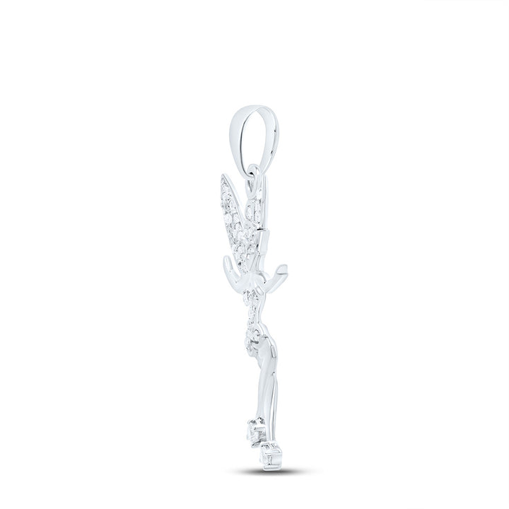 10kt White Gold Women's Diamond Tinkerbell Fairy Sprite Pendant 1/4 ctw - view 2