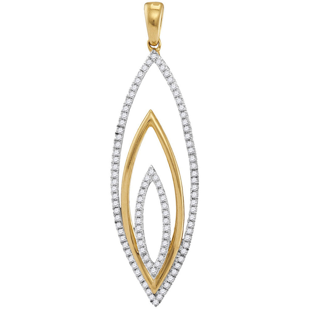 10kt Yellow Gold Women's Round Diamond Marquise Pendant 1/3 ctw