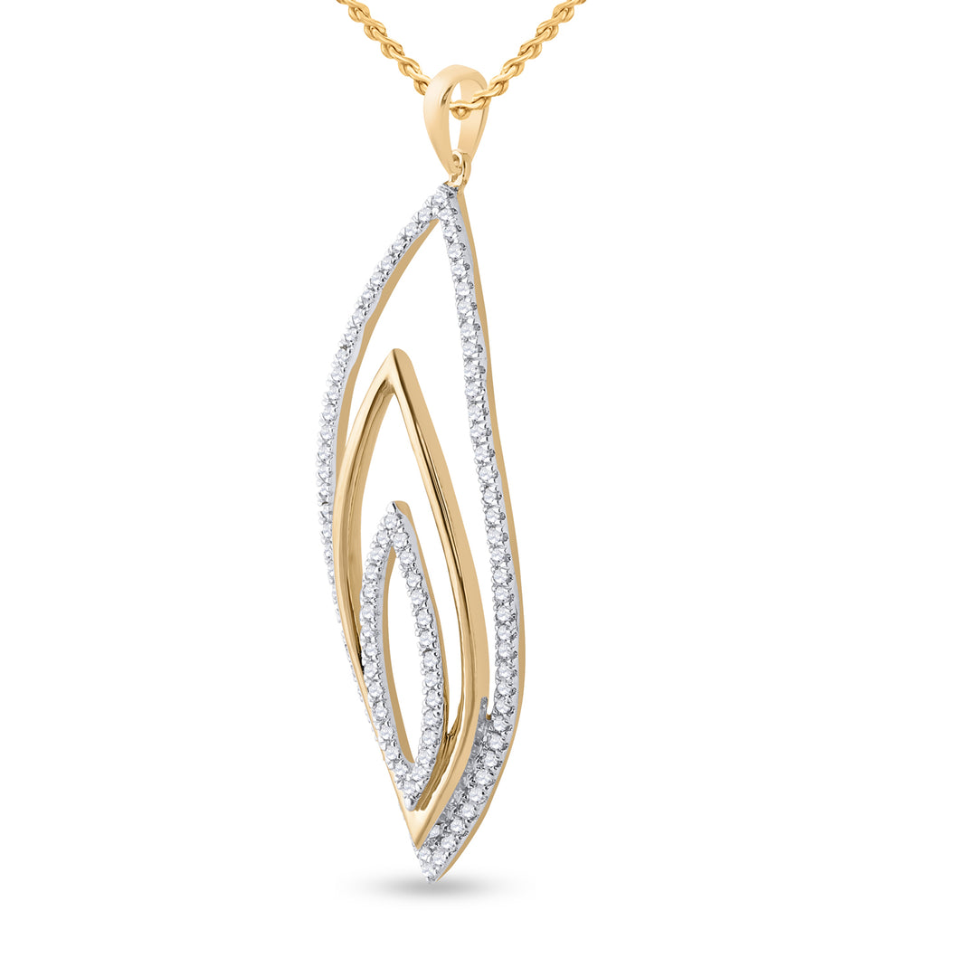10kt Yellow Gold Women's Round Diamond Marquise Pendant 1/3 ctw - view 2
