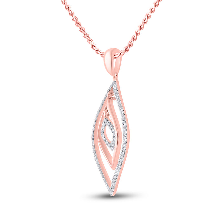 10kt Rose Gold Women's Diamond Triple Nested Oval Outline Pendant 1/4 ctw