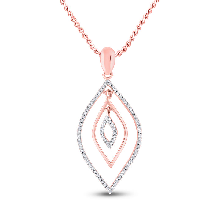 10kt Rose Gold Women's Diamond Triple Nested Oval Outline Pendant 1/4 ctw - view 2