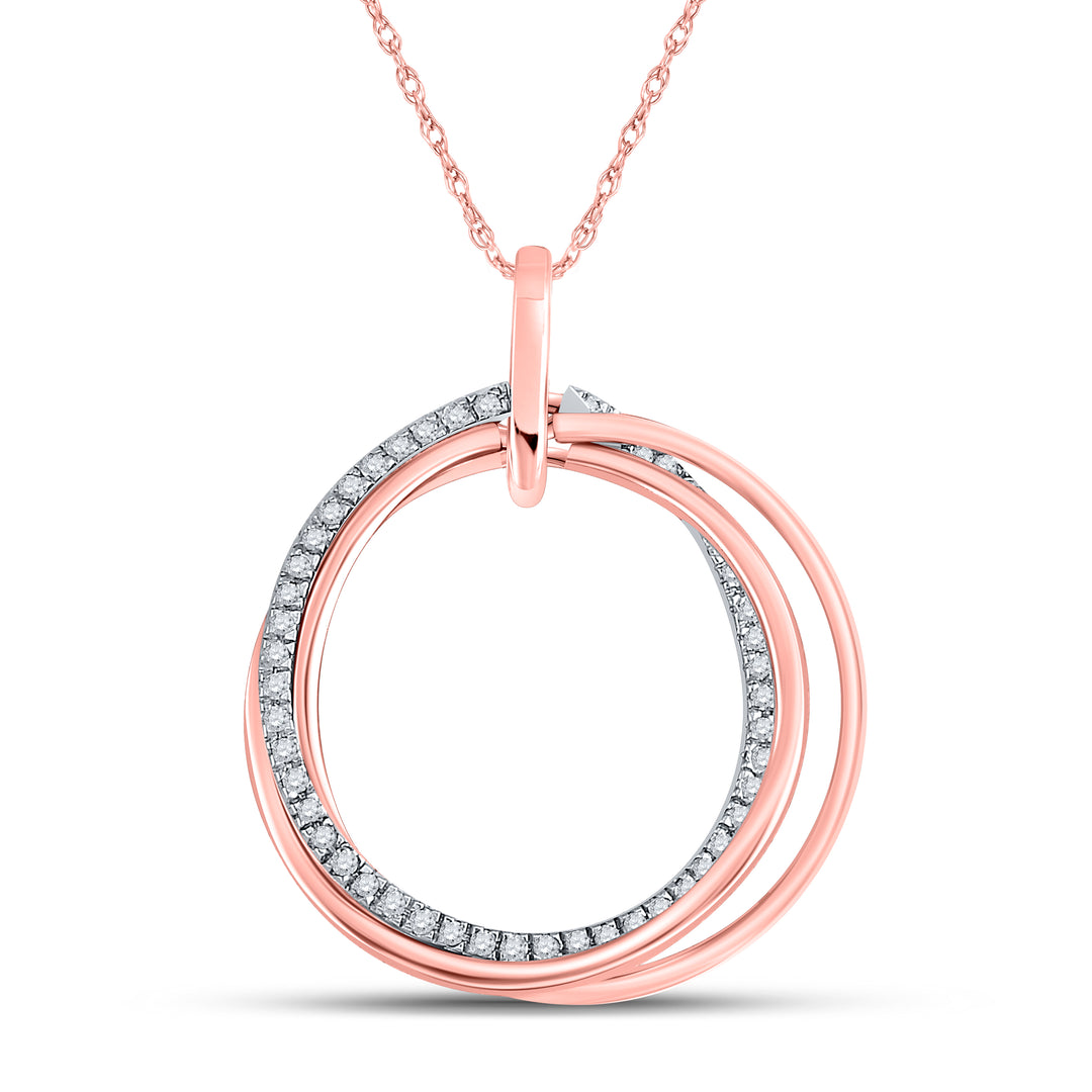 10kt Rose Gold Women's Round Diamond Circle Pendant 1/6 ctw