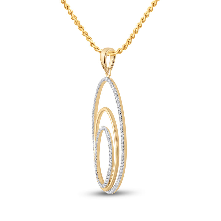 10kt Yellow Gold Women's Diamond Triple Nested Oval Pendant 1/3 ctw