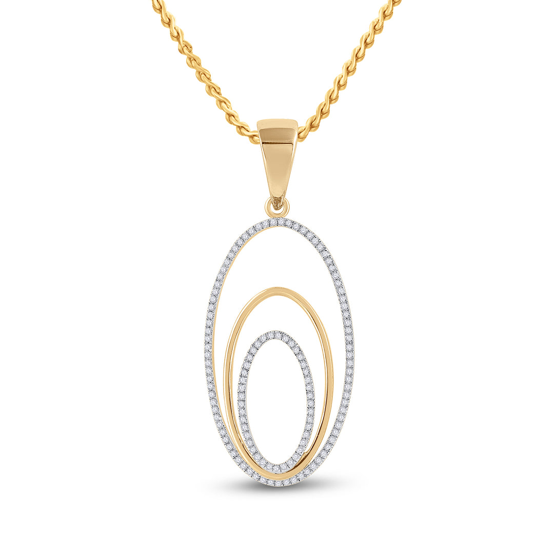 10kt Yellow Gold Women's Diamond Triple Nested Oval Pendant 1/3 ctw - view 2