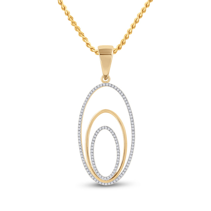 10kt Yellow Gold Women's Diamond Triple Nested Oval Pendant 1/3 ctw - view 2