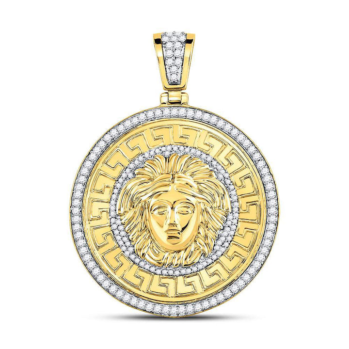 10kt Yellow Gold Men's Diamond Medusa Gorgon Charm Pendant 1-1/2 ctw - view 3