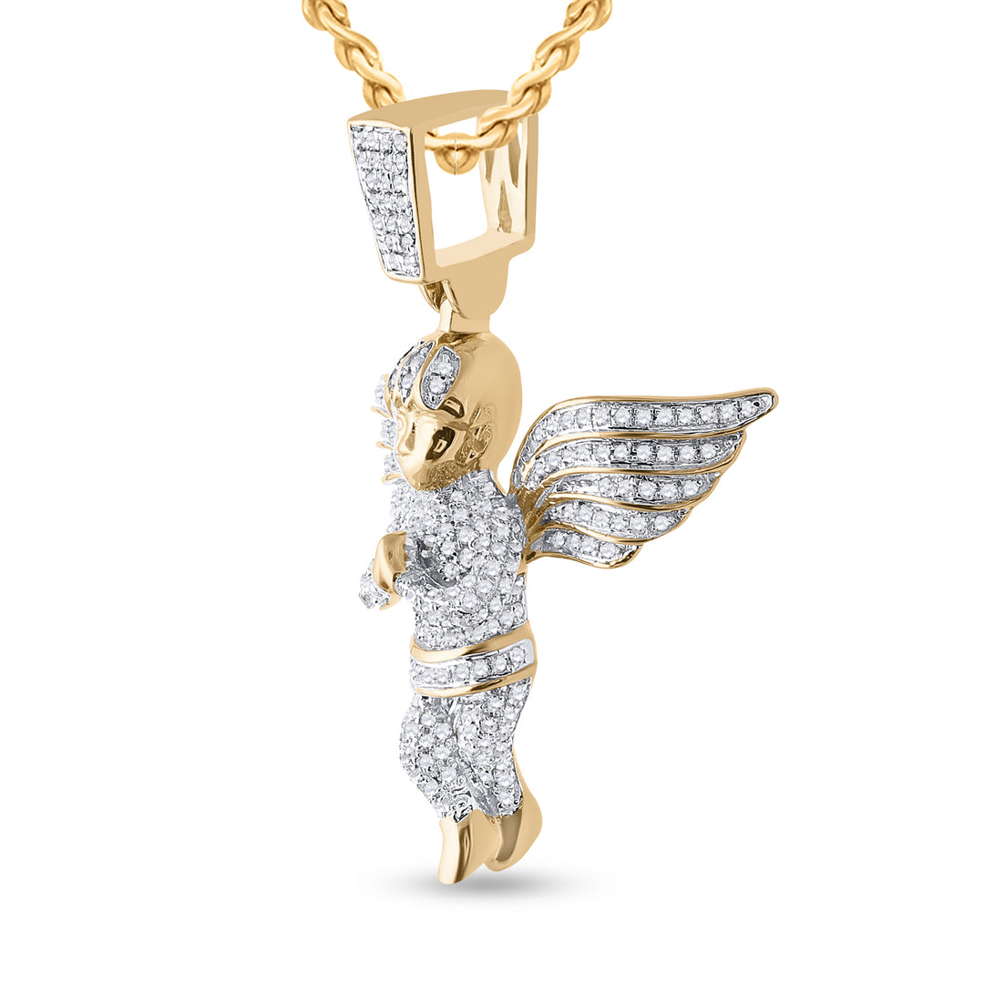 10kt Yellow Gold Men's Diamond Pendant 3/4 ctw