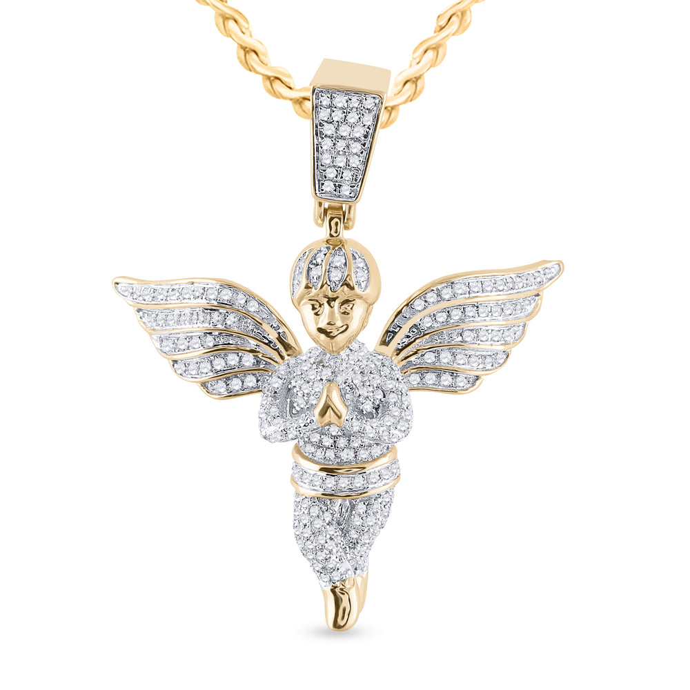 10kt Yellow Gold Men's Diamond Pendant 3/4 ctw - view 2