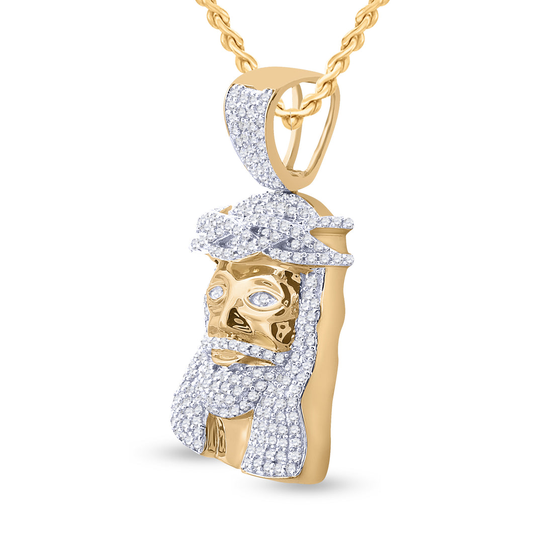 10kt Yellow Gold Men's Diamond Jesus Charm 3/4 ctw