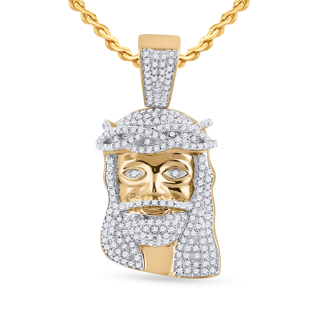 10kt Yellow Gold Men's Diamond Jesus Charm 3/4 ctw - view 2