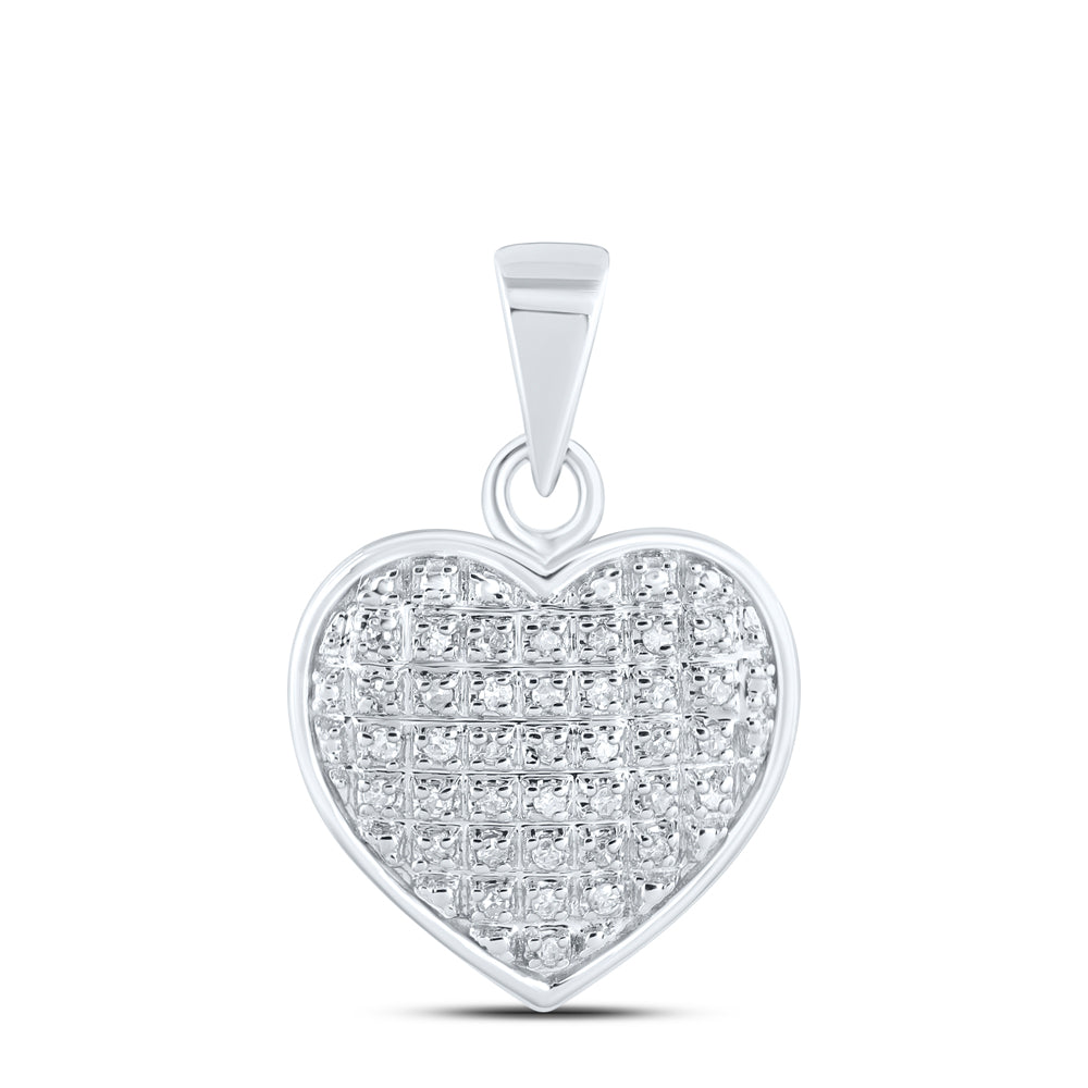 10kt White Gold Women's Diamond Heart Cluster Pendant 1/10 ctw