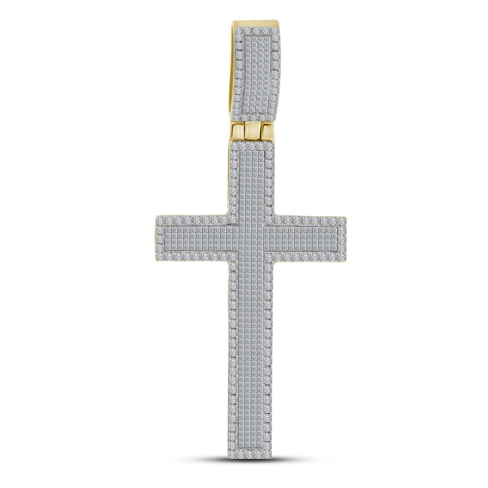 10kt Yellow Gold Men's Princess Diamond Charm Pendant 2-1/4 ctw