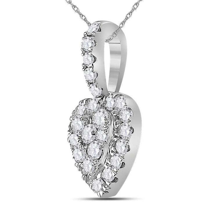 14kt White Gold Women's Round Diamond Heart Pendant 1/3 ctw