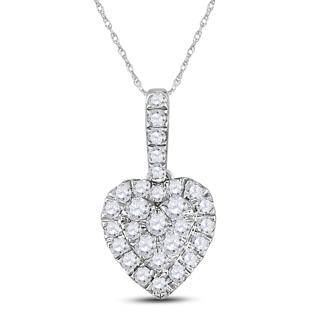 14kt White Gold Women's Round Diamond Heart Pendant 1/3 ctw - view 2