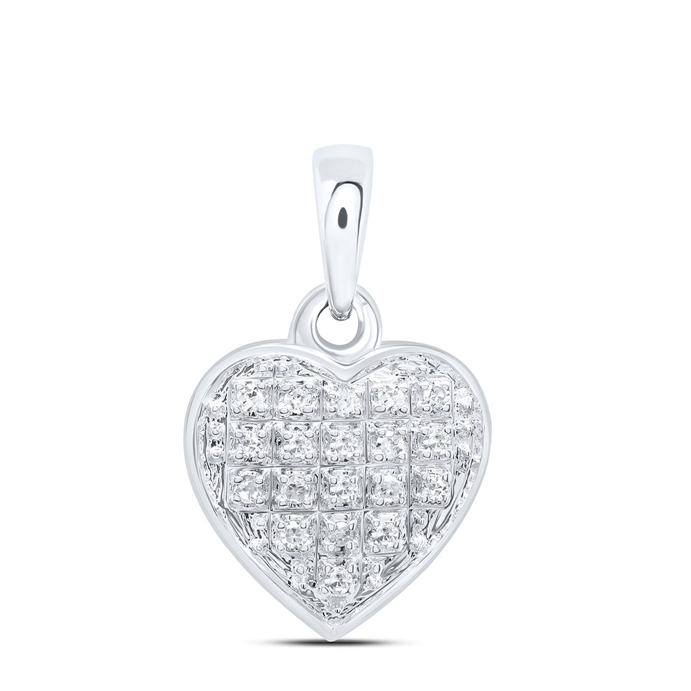10kt White Gold Women's Diamond Heart Pendant 1/20 ctw