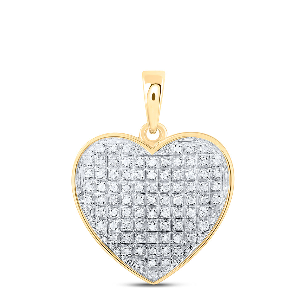 10kt Yellow Gold Women's Round Diamond Heart Pendant 1/4 ctw - view 2