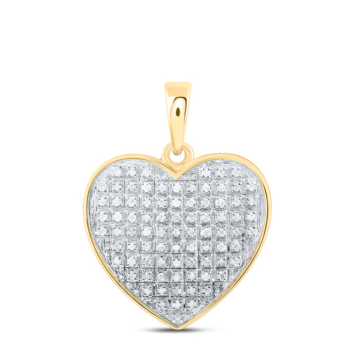 10kt Yellow Gold Women's Round Diamond Heart Pendant 1/4 ctw - view 2