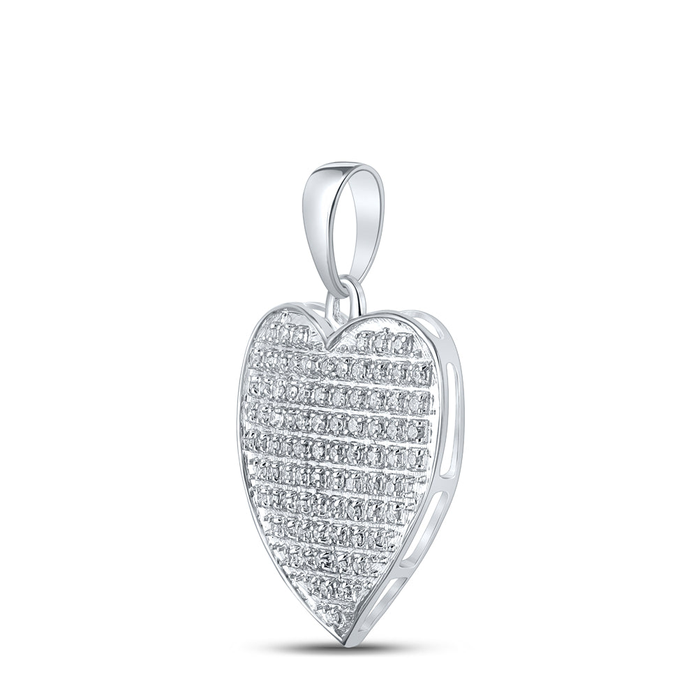 10kt White Gold Women's Diamond Heart Pendant 1/4 ctw