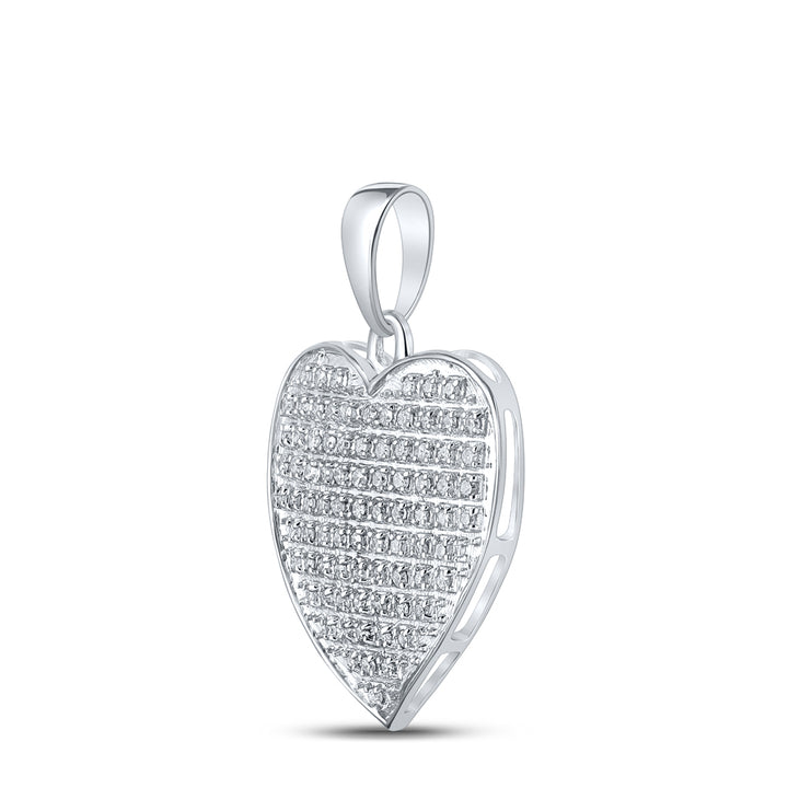 10kt White Gold Women's Diamond Heart Pendant 1/4 ctw