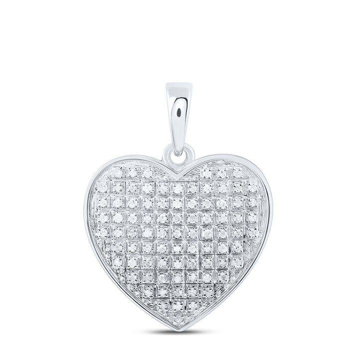 10kt White Gold Women's Diamond Heart Pendant 1/4 ctw - view 2
