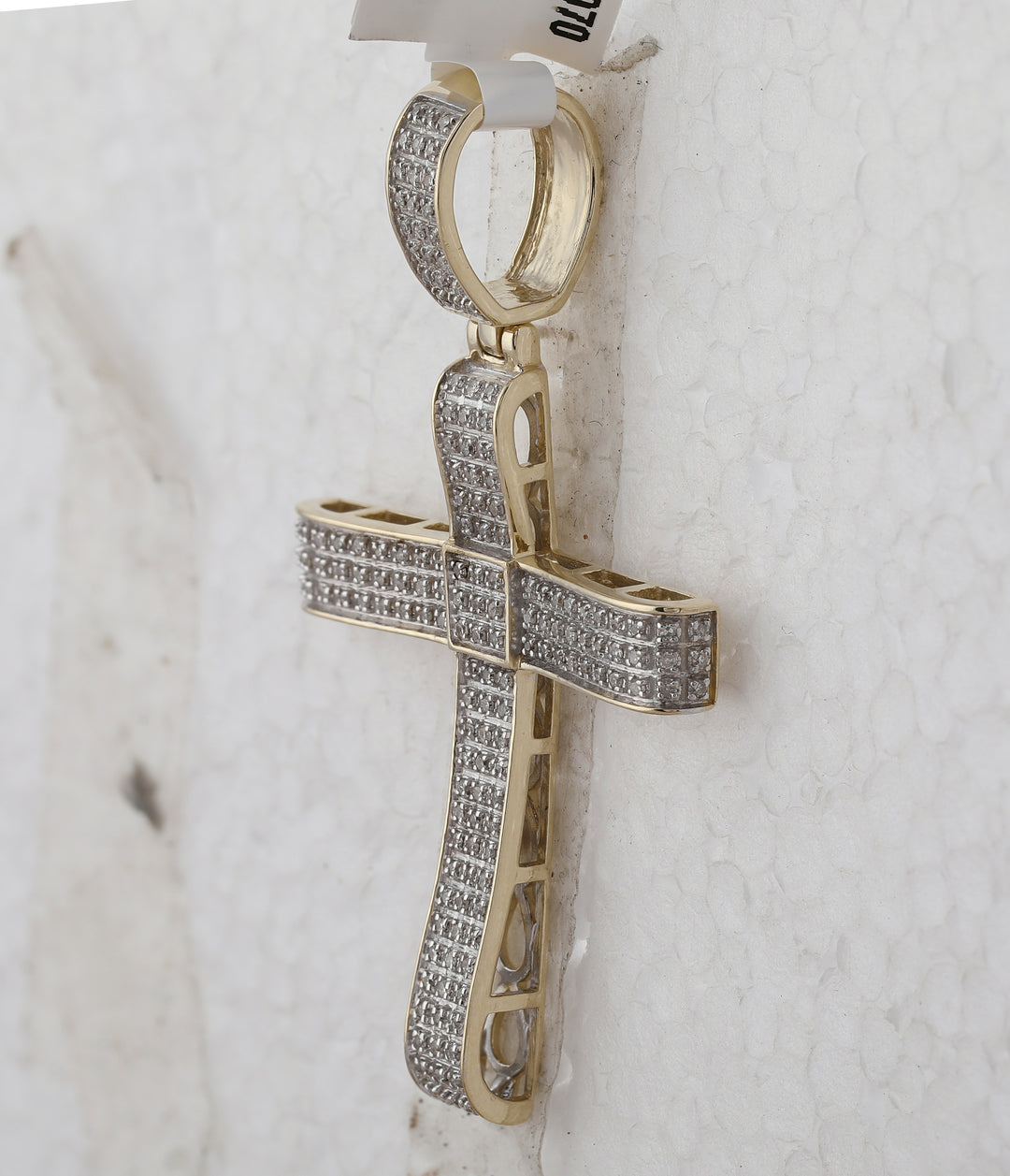 10kt Yellow Gold Men's Round Diamond Cross Charm Pendant 1/2 ctw