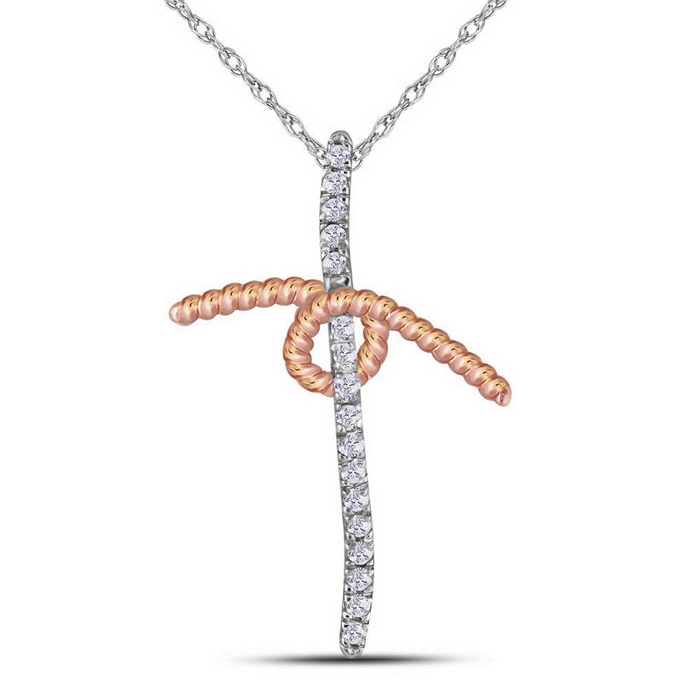 10kt Two-tone Gold Women's Diamond Pendant 1/20 ctw