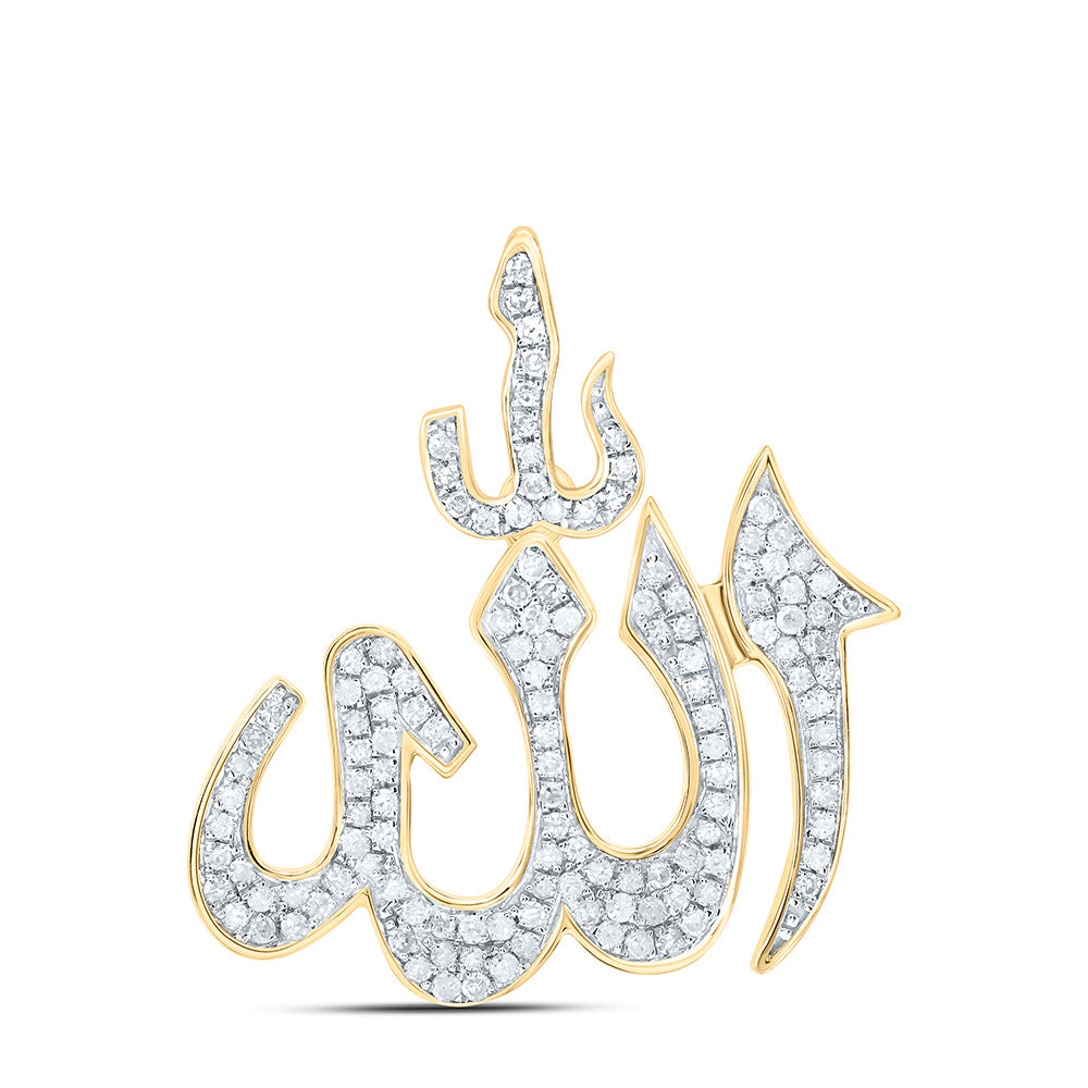 10kt Yellow Gold Men's Diamond Charm Fashion Pendant 1/3 ctw