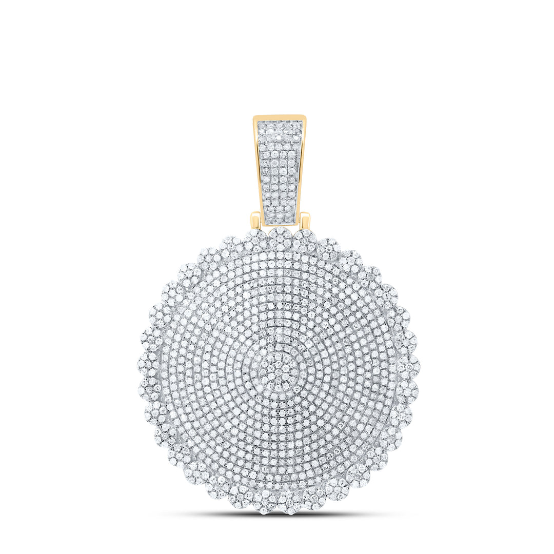 10kt Yellow Gold Men's Diamond Circle Cluster Charm Pendant 2-3/4 ctw