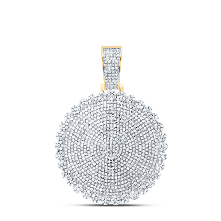 10kt Yellow Gold Men's Diamond Circle Cluster Charm Pendant 2-3/4 ctw