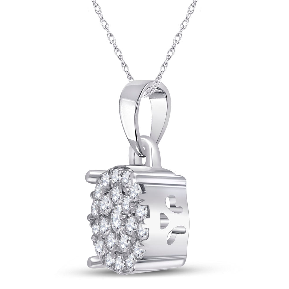 10kt White Gold Women's Diamond Pendant 1/4 ctw
