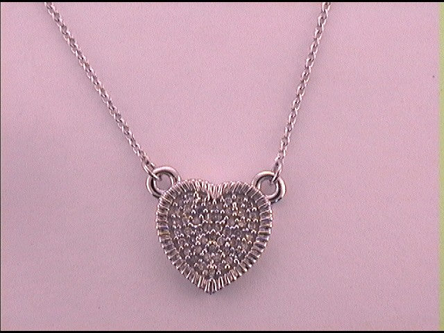 10kt White Gold Women's Diamond Heart Pendant 1/6 ctw