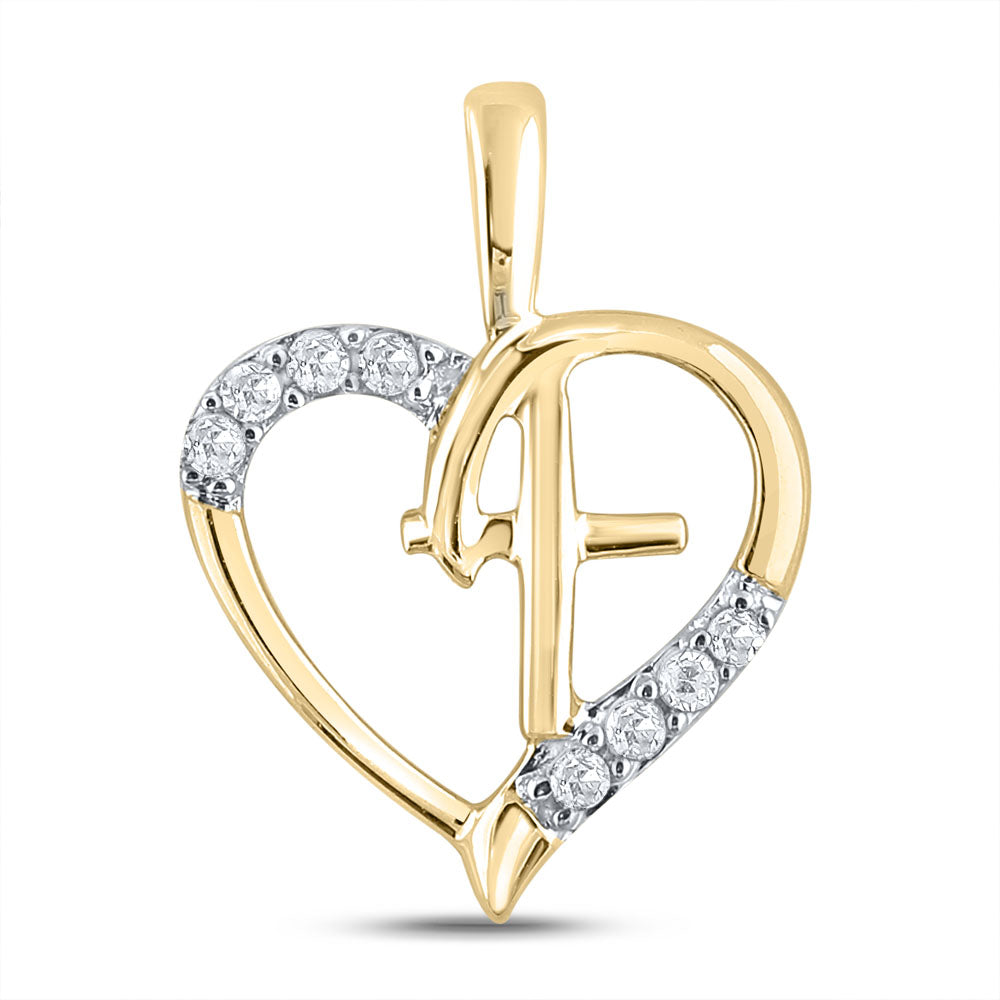 10kt Yellow Gold Women's Diamond Heart Pendant 1/20 ctw - view 2