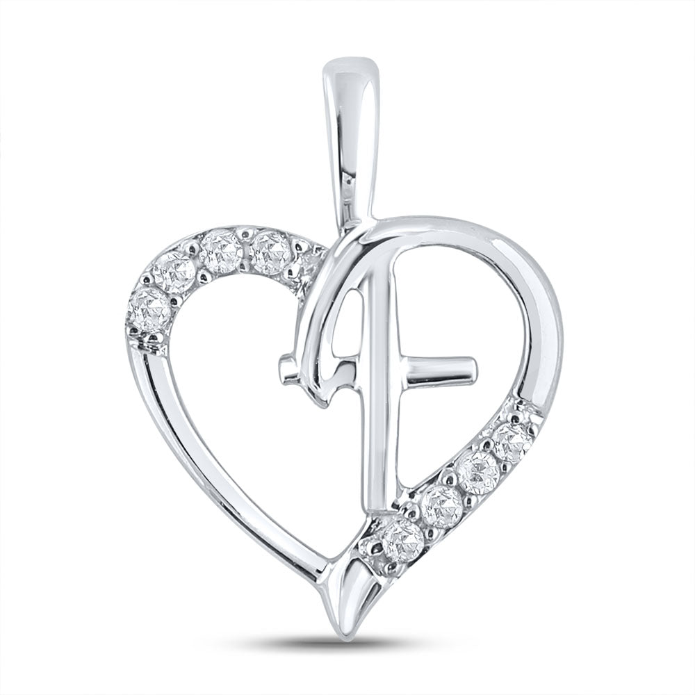 10kt White Gold Women's Diamond Heart Pendant 1/20 ctw