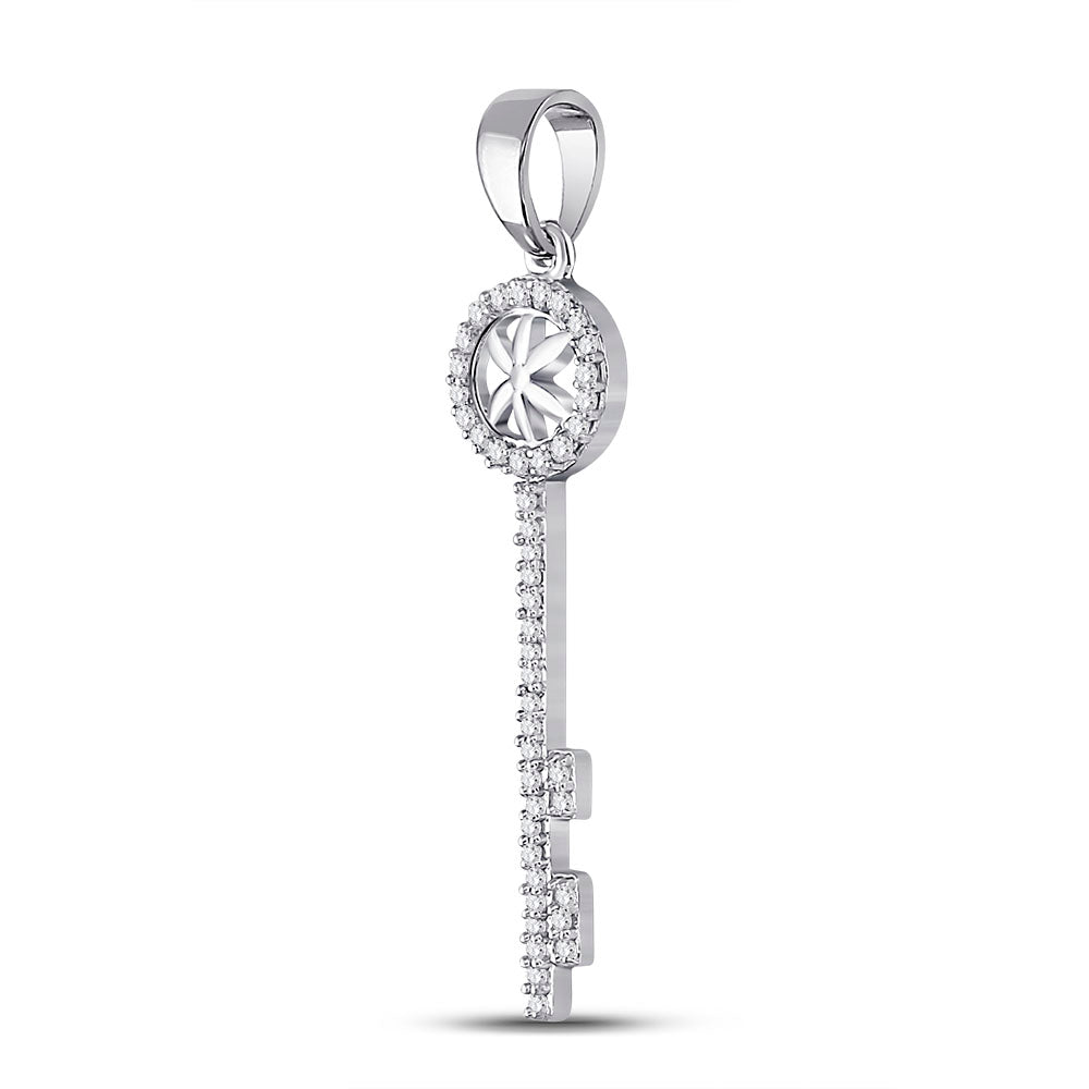 10kt White Gold Women's Diamond Pendant 1/6 ctw