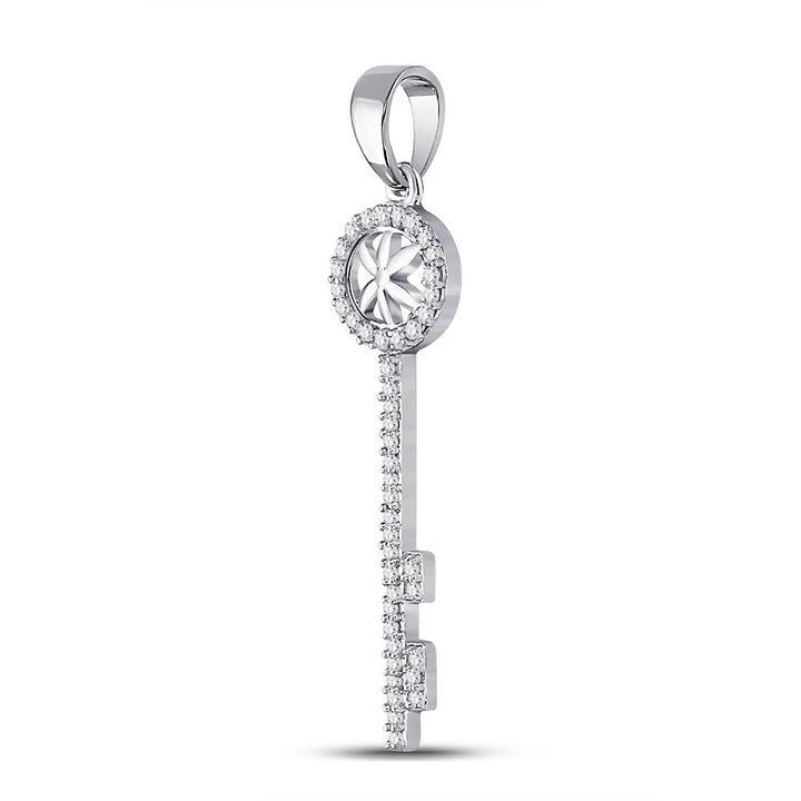 10kt White Gold Women's Diamond Pendant 1/6 ctw