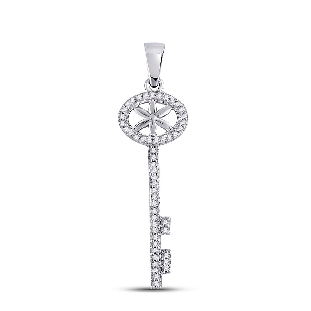 10kt White Gold Women's Diamond Pendant 1/6 ctw - view 2