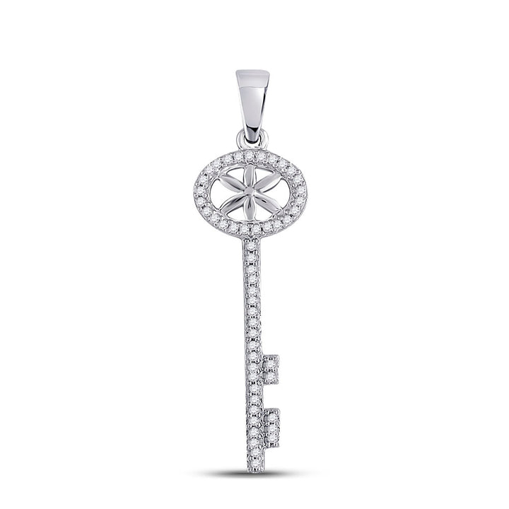 10kt White Gold Women's Diamond Pendant 1/6 ctw - view 2