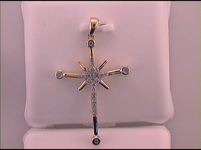10kt Yellow Gold Women's Diamond Cross Pendant 1/6 ctw