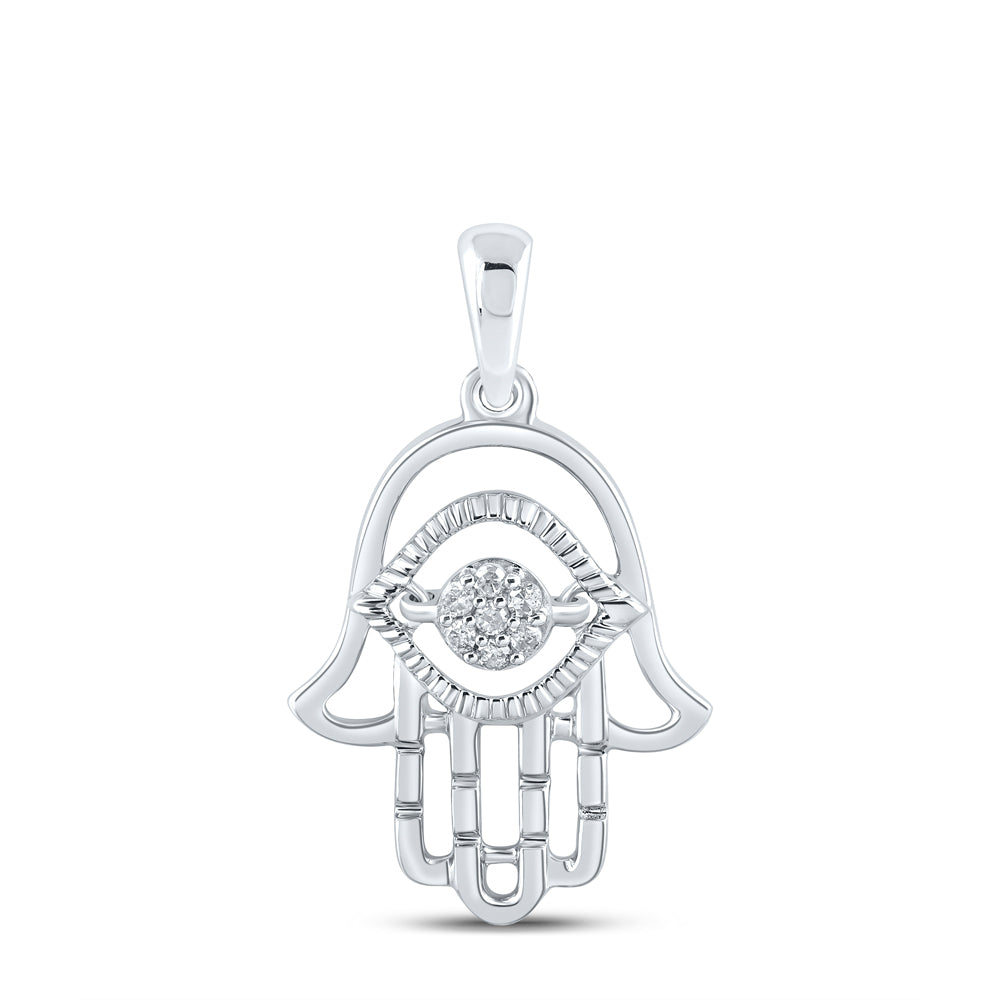 10kt White Gold Women's Diamond Pendant 1/20 ctw