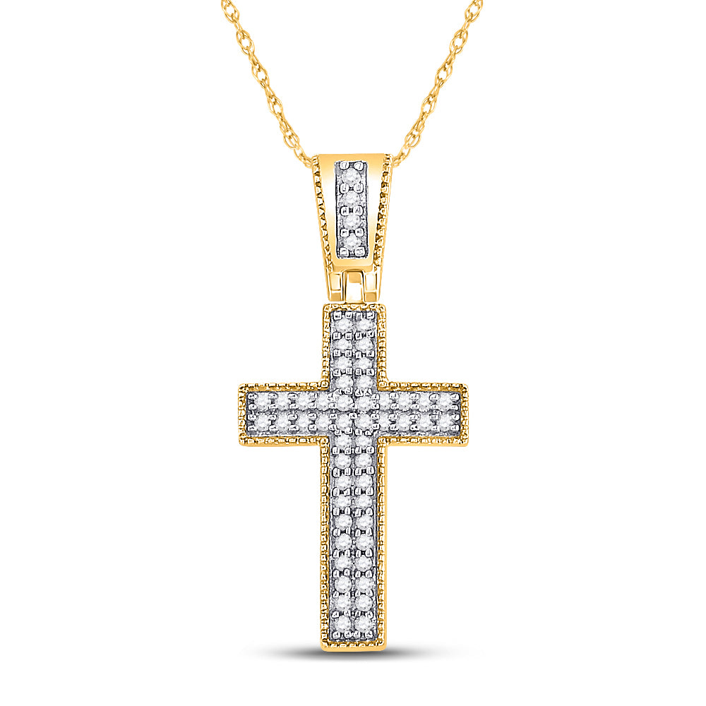10kt Yellow Gold Women's Diamond Cross Pendant 1/6 ctw