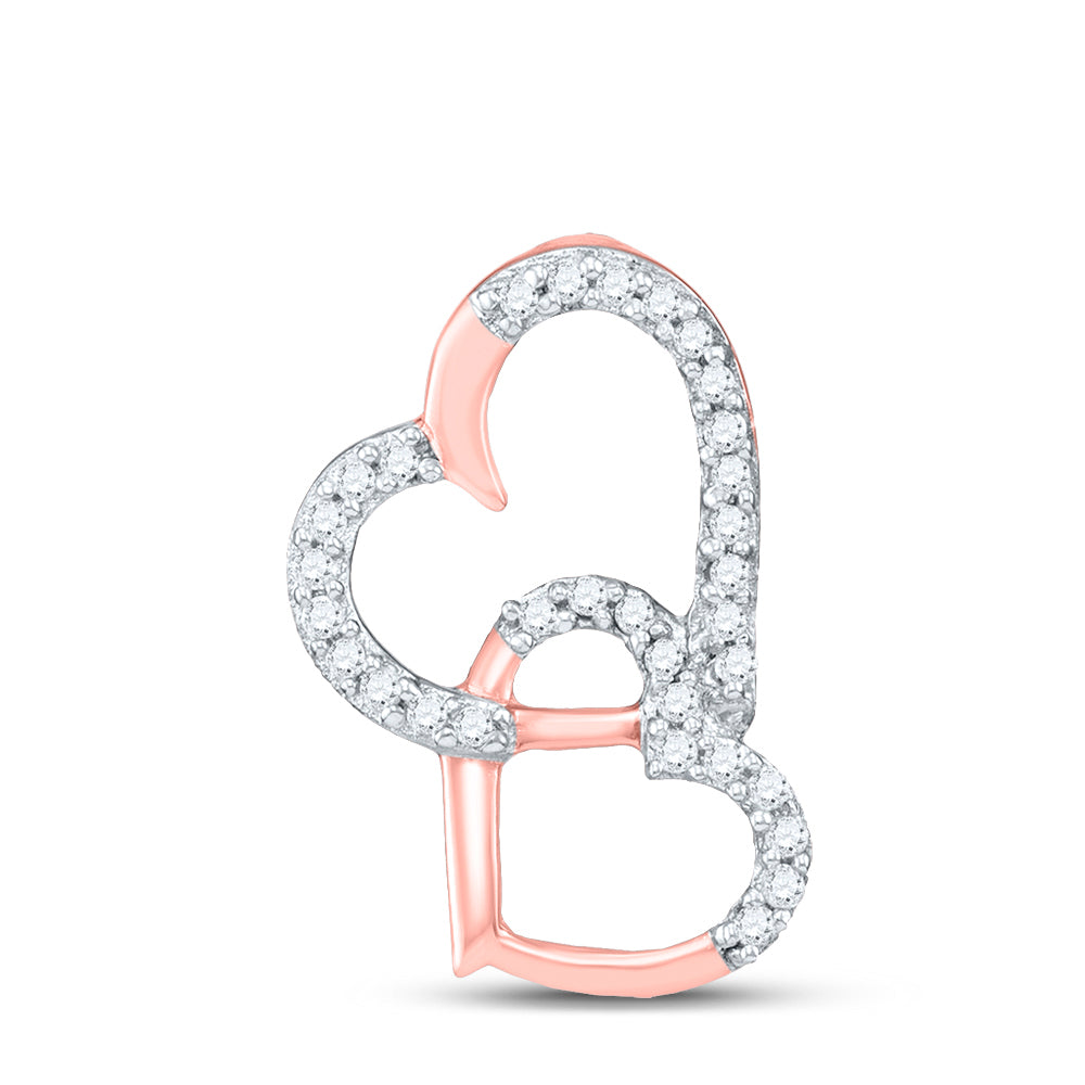 10kt Rose Gold Women's Diamond Heart Pendant 1/10 ctw