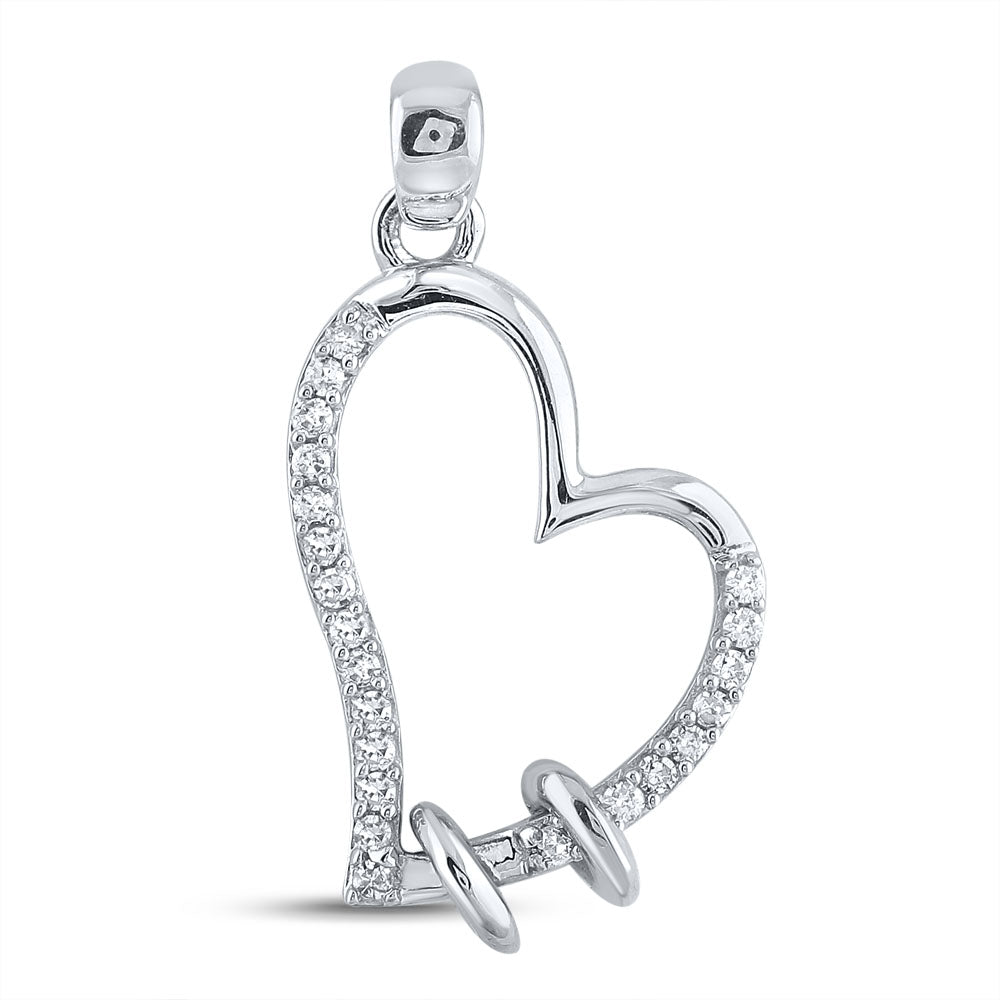 10kt White Gold Women's Diamond Pendant 1/10 ctw