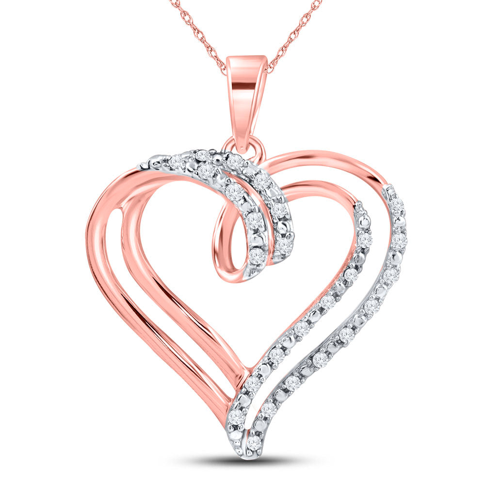 10kt Rose Gold Women's Diamond Pendant 1/10 ctw - view 3