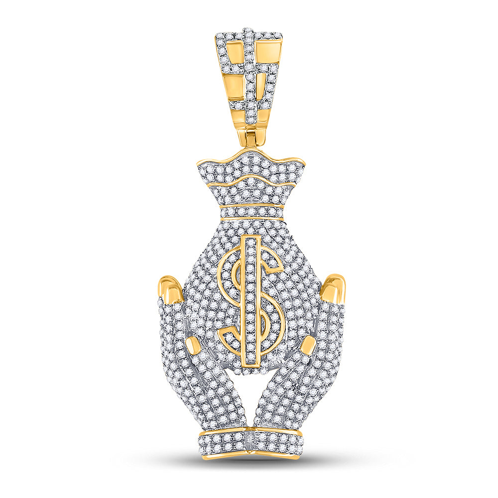 10kt Yellow Gold Men's Diamond Micro-Pave Charm 1-1/3 ctw