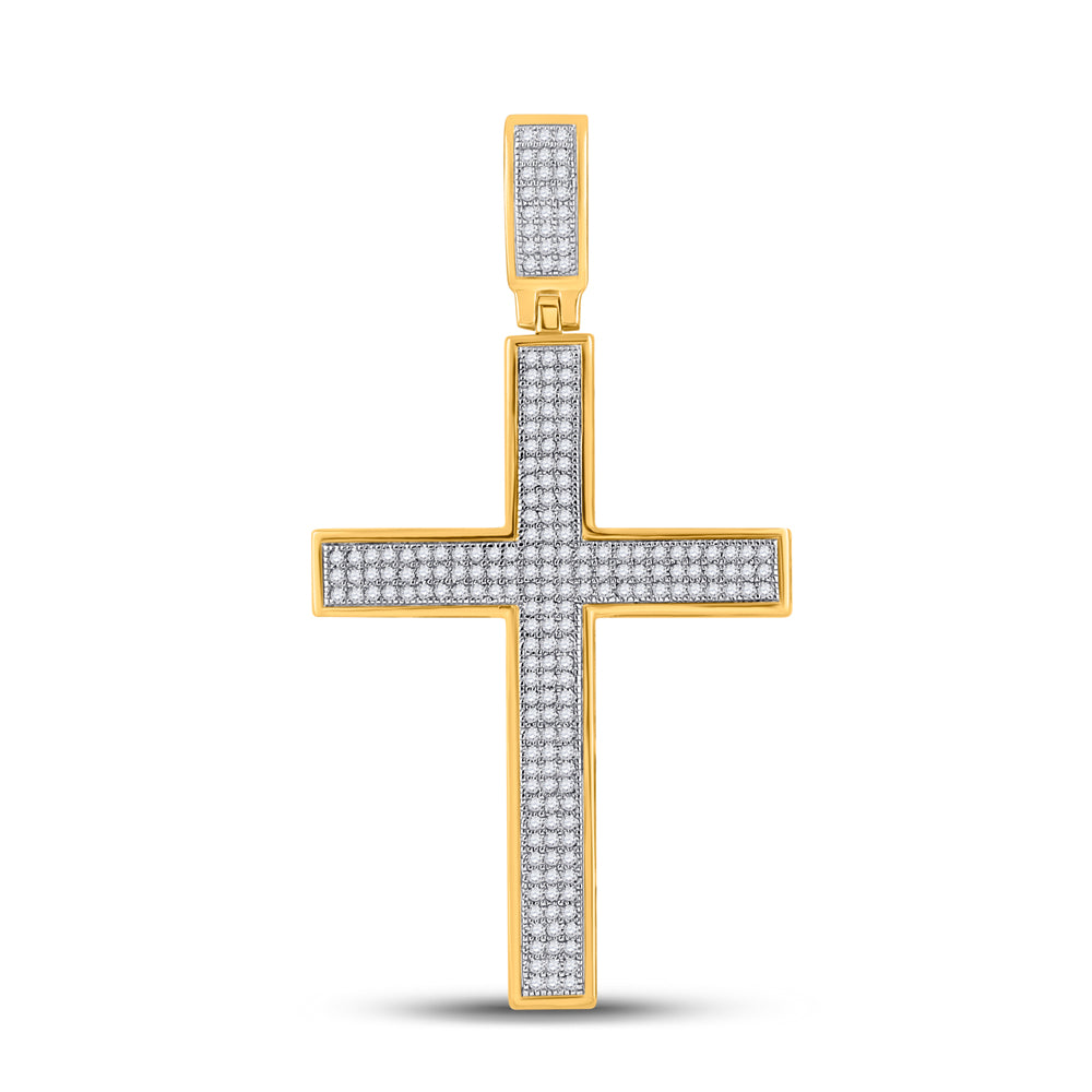 10kt Yellow Gold Men's Diamond Cross Pendant 1/2 ctw