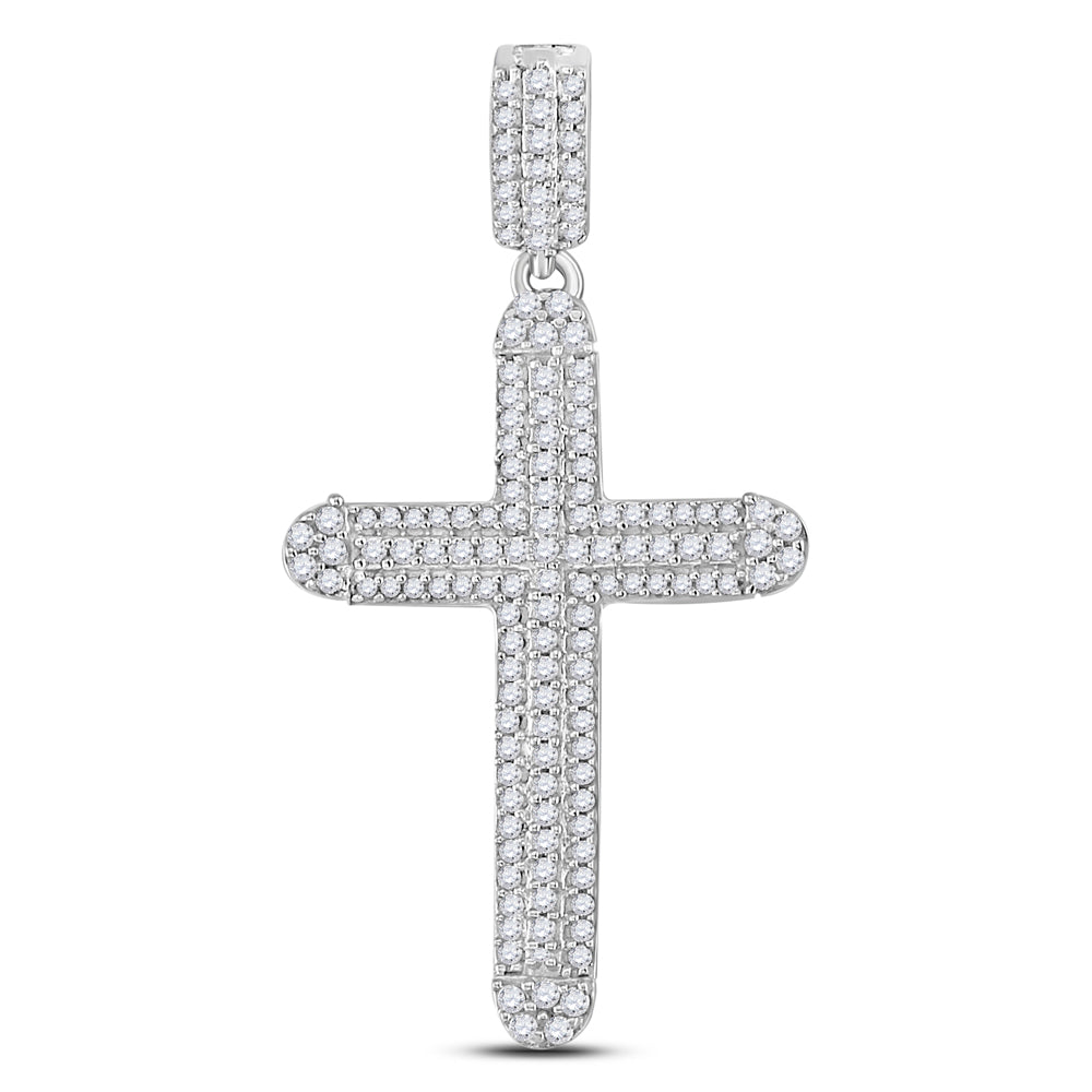 10kt Yellow Gold Men's Diamond Cross Pendant 3/8 ctw - view 2