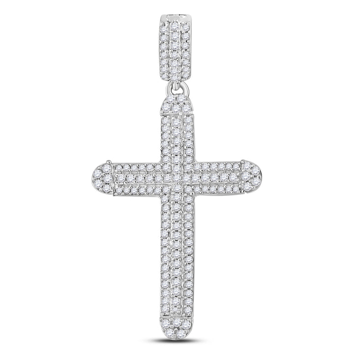 10kt Yellow Gold Men's Diamond Cross Pendant 3/8 ctw - view 2