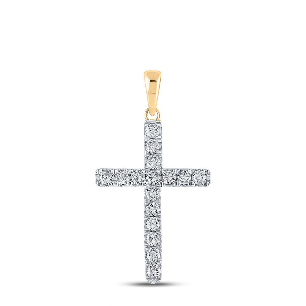 10kt Yellow Gold Women's Diamond Religious Cross Pendant 1/4 ctw