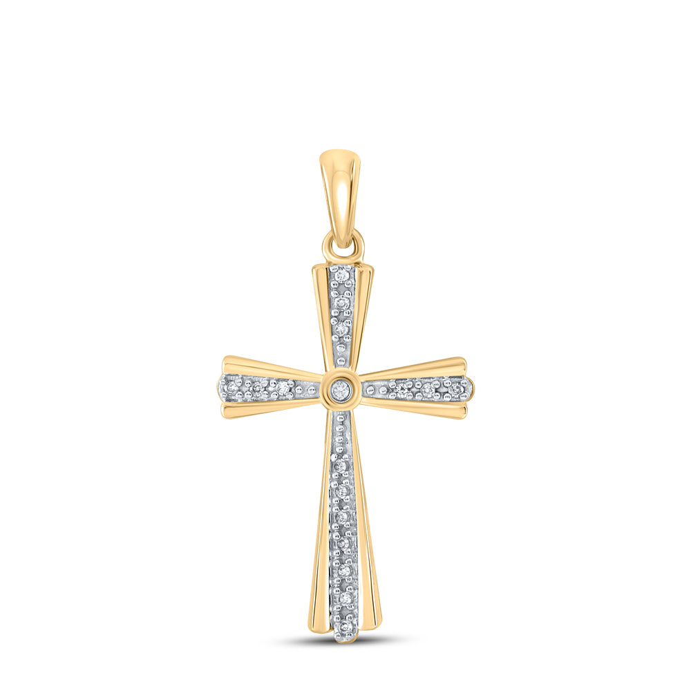 10kt Yellow Gold Women's Diamond Cross Pendant 1/10 ctw